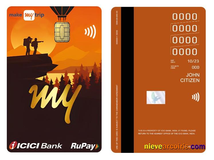India Icici Bank RuPay MakeMyTrip vertical credit card